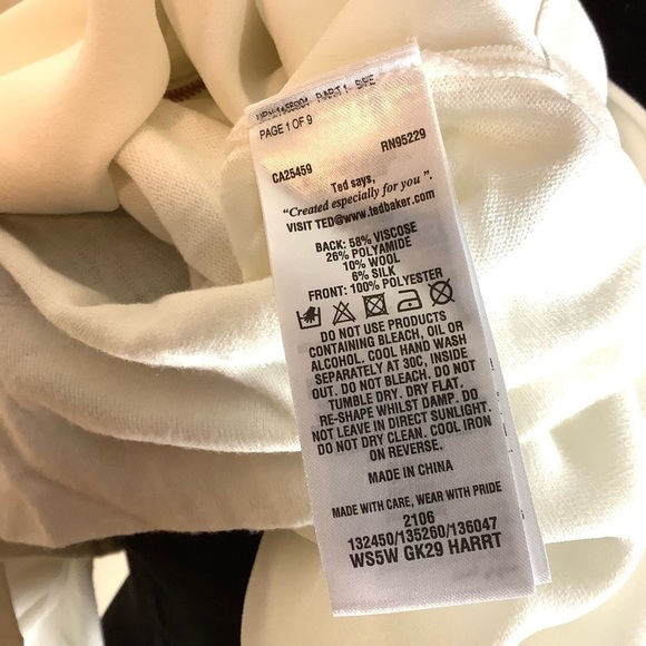 TED BAKER OVERSIZED SILK BLEND OFF WHITE MINIMALIST TOP - Picture 6 of 7